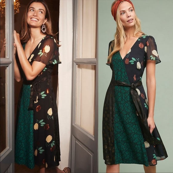 Anthropologie Dresses & Skirts - HTF🌿Anthro Ciao Bella Mixed Print Metallic Dress🖤